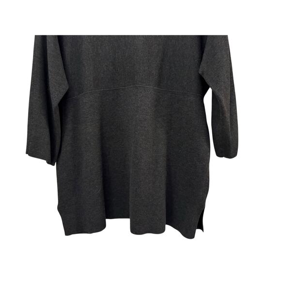 Chicos Dark Gray Sweater 3/4 Sleeve Long Line L/12 Contemporary Closet Staple - Picture 5 of 9